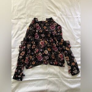 Black floral blouse